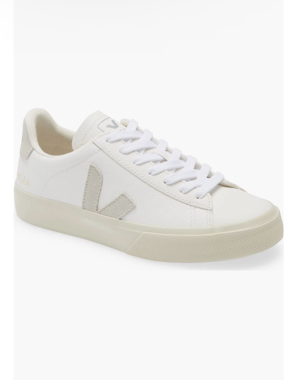 Veja Low-Top Sneaker in White with Light Gray Accents